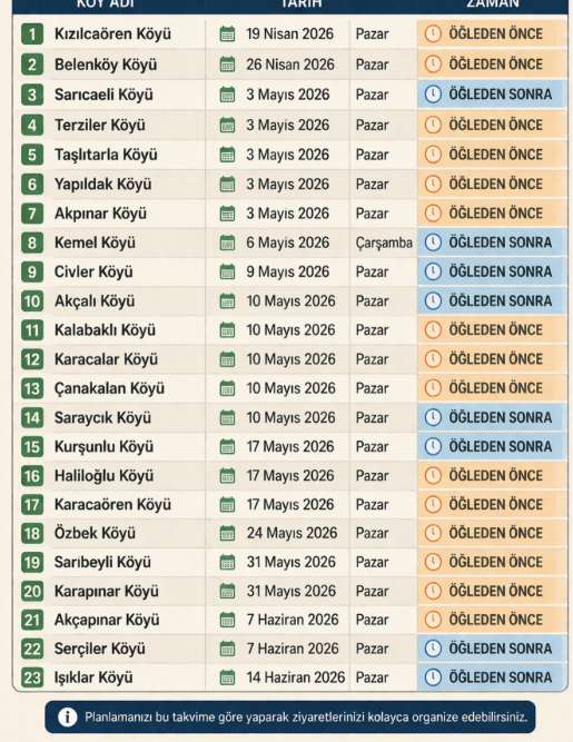Koy etkinlik takvimi 2026 afisi